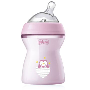 Chicco Natural Feeling Biberon Tetina Silicona Rosa 2m+ 250ml