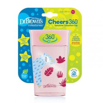 Dr Browns Cheers 360 Vaso Transicion Sin Boquilla Rosa 9m+ 300ml