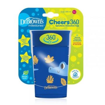 Dr Browns Cheers 360 Vaso Transicion Sin Boquilla Azul 9m+ 300ml