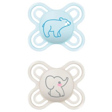 Mam Perfect Start Chupete Silicona Deco Azul-Gris 0-2m 2Uds