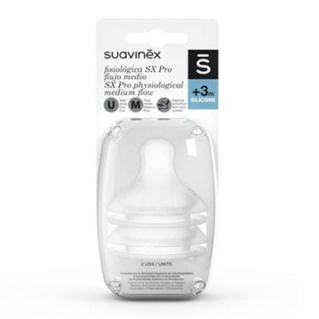 Suavinex Tetina Fisiologica SX Pro Silicona Flujo Medio 3m+ 2 Uds