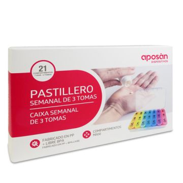 Aposan Dispositivos Pastillero Semanal de 3 Tomas Aposan Dispositivos Pastillero Semanal de 3 Tomas