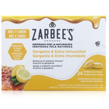 Zarbees Garganta Extra Inmunidad Sabor Miel Limon 24 Pastillas