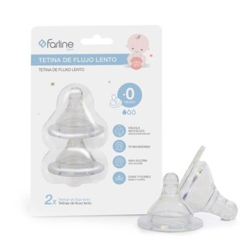 Farline Bebe Tetina Flujo Lento 0m+ 2Uds