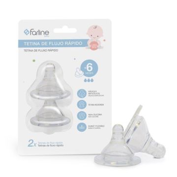 Farline Bebe Tetina Flujo Rapido 6m+ 2Uds