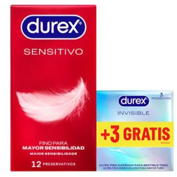 Durex Preservativo Sensitivo Suave 12Uds + Invisible 3Uds