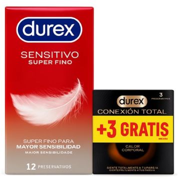 Durex Preservativo Sensitivo Super Fino 12Uds+Conexion Total 3Uds
