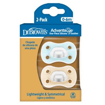 Dr Browns Advantage Chupete Silicona Azul-Crema 0-6m 2Uds