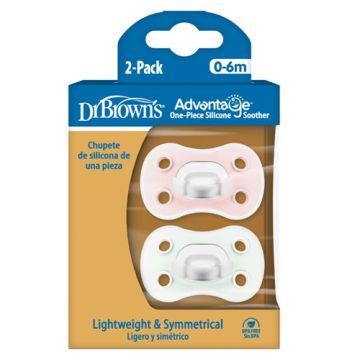 Dr Browns Advantage Chupete Silicona Rosa-Verde 0-6m 2Uds