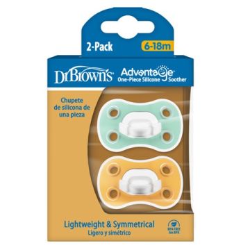 Dr Browns Advantage Chupete Silicona Verde-Amarillo 6-18m 2Uds