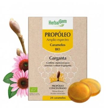 Herbalgem Propoleo Amplio Espectro Caramelos Bio Garganta 24 Uds Herbalgem Propoleo Amplio Espectro Caramelos Bio Garganta 24 Uds