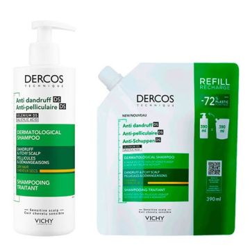 Vichy Dercos Anticaspa Champu Cabello Seco 390ml + Recarga 500ml