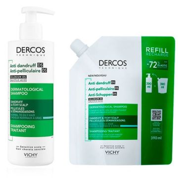Vichy Dercos Anticaspa Champu Normal-Grasa 390ml + Recarga 390ml Vichy Dercos Anticaspa Champu Normal-Grasa 390ml + Recarga 390ml