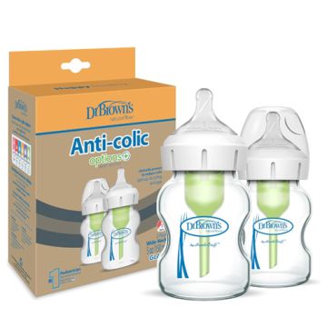 Dr Browns Options+ Biberon Vidrio Anticolico Duplo 2x150ml Dr Browns Options+ Biberon Vidrio Anticolico Duplo 2x150ml