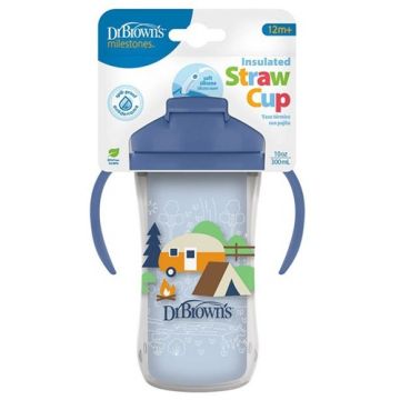 Dr Browns Vaso Termico con Pajita Azul 12m+ 300ml