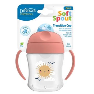 Dr Browns Vaso con Boquilla Antiderrame Rosa 6M+ 180ml