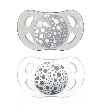 Twistshake Chupete Anatomico Silicona Blanco y Gris 0-6m+ 2 Uds