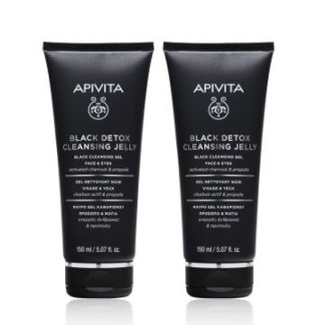 Apivita Black Detox Gel Limpiador Negro Rostro-Ojos Duplo 2x150ml