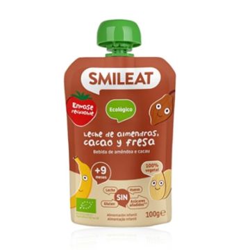 Smileat Pouch Leche de Almendras Cacao y Fresa 9M+ 100g