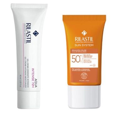 Rilastil Sun System Emulsion Color Spf50+ 40ml +Aqua Intense 40ml Rilastil Sun System Emulsion Color Spf50+ 40ml +Aqua Intense 40ml