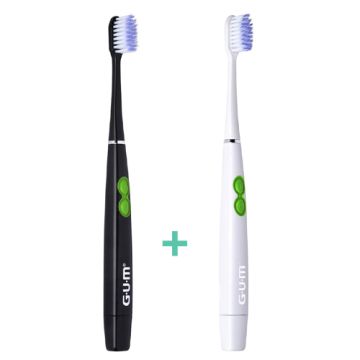 Gum Sonic Daily Cepillo Dental a Pilas Suave Blanco-Negro 2Uds