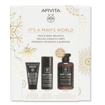 Apivita Mens Care Gel-Champu 250ml+Cr Facial 50ml+Limpiador 50ml