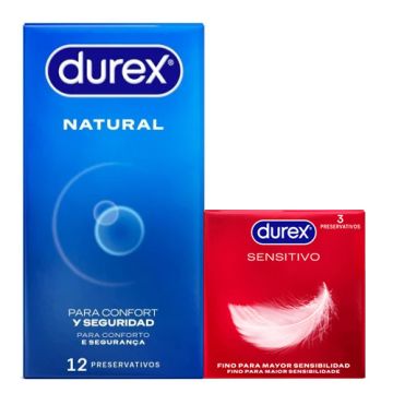 Durex Preservativo Natural 12 Uds + Sensitivo Suave 3 Uds