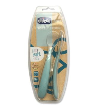 Chicco Cuchara Blanda de Silicona Verde 6m+ 2Uds