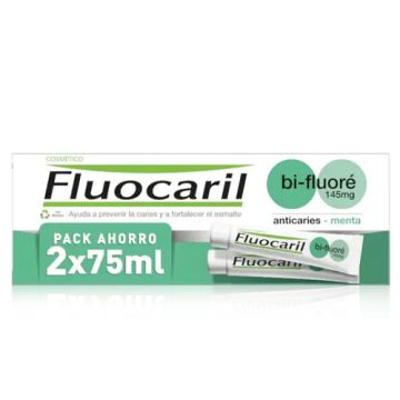Fluocaril Bi-Fluore 145mg Pasta Dental Sabor Menta Duplo 2x75ml