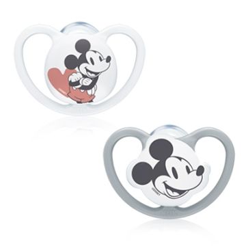 Nuk Space Mickey Chupete Silicona Gris-Blanco 18-36m 2 Uds