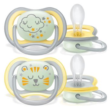 Avent Chupete Silicona Ultra Air Nocturno Decorado 18m+ 2 Uds
