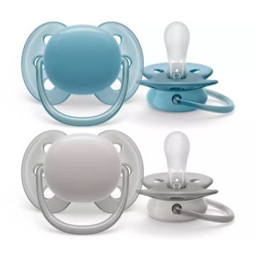 Avent Chupete Silicona Ultra Soft Azul-Gris 6-18m 2 Uds