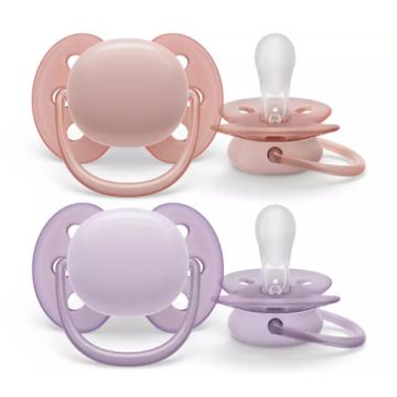 Avent Chupete Silicona Ultra Soft Rosa-Lila 0-6 2 Uds