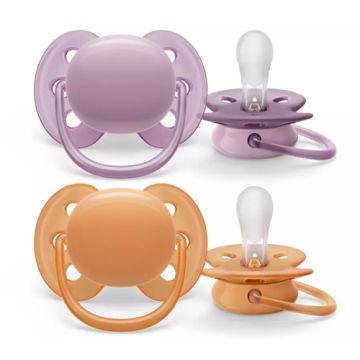 Avent Chupete Silicona Ultra Soft Naranja-Lila 6-18m 2 Uds