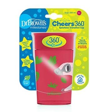 Dr Browns Cheers 360 Vaso Transicion Sin Boquilla Rosa 9m+ 300ml