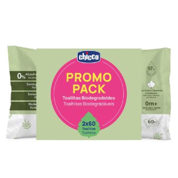 Chicco Toallitas Biodegradables Duplo 2x60Uds