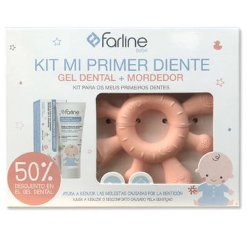 Farline Bebe Kit Primer Diente Gel Dental 50ml + Mordedor Rosa