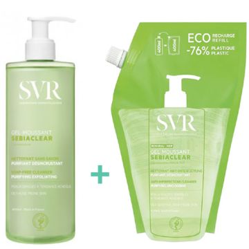 SVR Sebiaclear Gel Espuma Limpiadora 400ml + Recarga 400ml